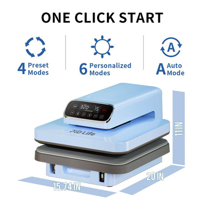 PYD Life 120 V Auto Heat Press Machine for T Shirts 15" x 15" Touch Screen Light Blue Smart Heat Press for Sublimation Blanks Ornaments Frames Bags Sublimation DTF Vinyl Printing