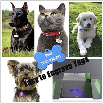 Comgrow Laser Engraving Machine for Dog Tag Metal Wood Silicone,Portable Desktop Laser Engraver Machine for Windows,Android,iOS and Offline Laser Cutter (Working Area 3.8 * 3.4 inches)