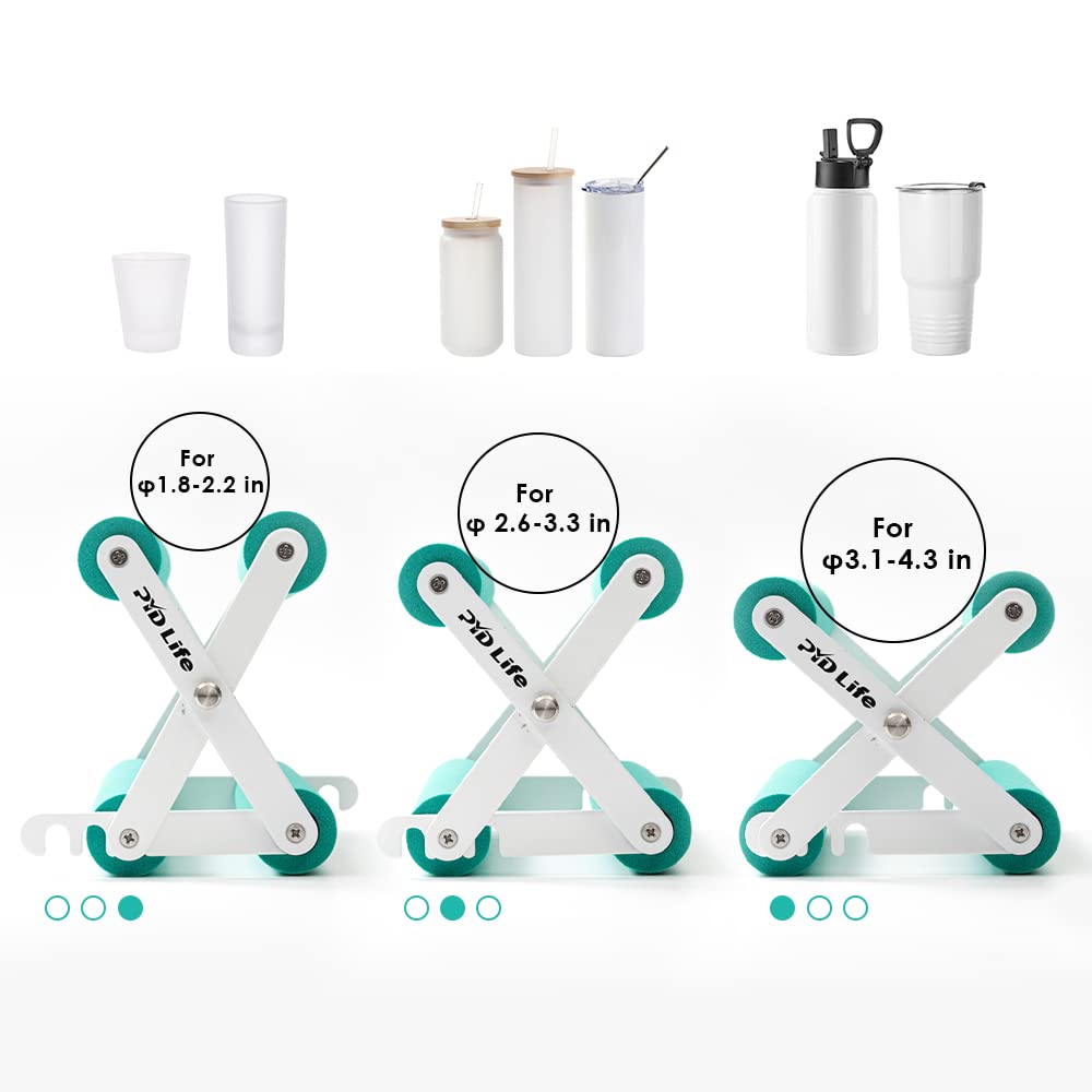 PYD Life Cup Tumbler Cradle Holder for Crafting Vinyl Application Mint Green with Foam Measurements 3 Adjustable Width for Tumblers Cups Mugs Bottles Epoxy Crafts