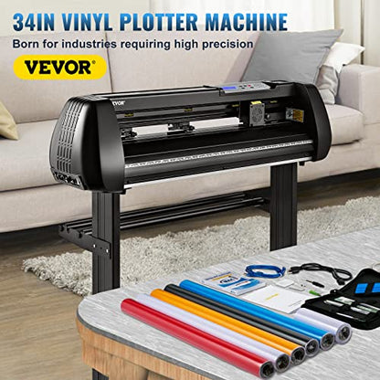 VEVOR Vinyl Cutter Machine, 28inch Vinyl Plotter, LCD Display Plotter Cutter, Adjustable Double-Spring Pinch Rollers Sign Cutting Plotter, Plotter with Signmaster Software for Design and Cut