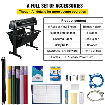 VEVOR Vinyl Cutter Machine, 28inch Vinyl Plotter, LCD Display Plotter Cutter, Adjustable Double-Spring Pinch Rollers Sign Cutting Plotter, Plotter with Signmaster Software for Design and Cut