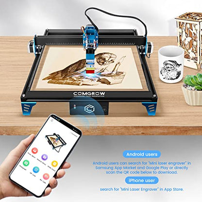 Comgrow Z1 Laser Engraving Machine 5W Output Power, Laser Cutter and Engraver Machine 24V Compressed Spot 10000mm/min with Eye Protection for Wood Metal Glass Acrylic Leather 15.7"x15.7"