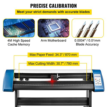 VEVOR Vinyl Cutter Machine, 28inch Vinyl Plotter, LCD Display Plotter Cutter, Adjustable Double-Spring Pinch Rollers Sign Cutting Plotter, Plotter with Signmaster Software for Design and Cut