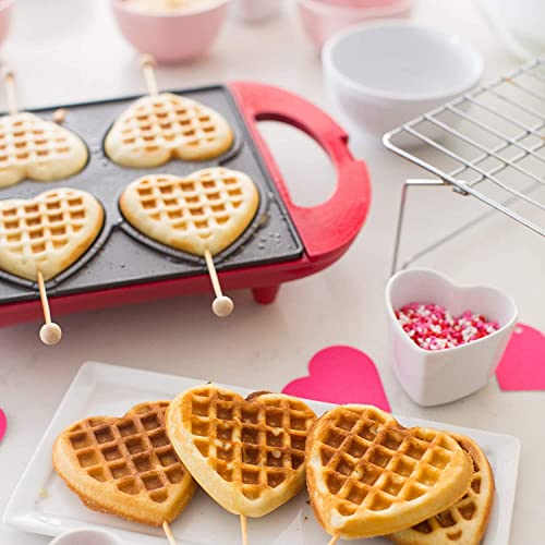 Holstein Housewares - Non-Stick Heart Waffle Maker, Mint - Makes 4 Heart-Shaped Waffles in Minutes