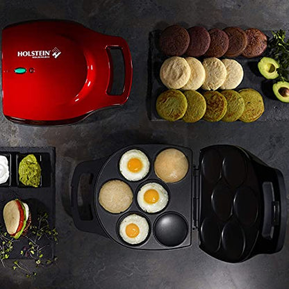 Holstein Housewares Arepa Maker - Non-Stick 6-Section Multi-Food Maker - Make Delicious Arepas, Pancakes, Corncakes, Tosti Arepa - Easy-to-Use - 6-PC - Black