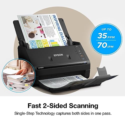 Epson Workforce ES-400 II Color Duplex Desktop Document Scanner for PC and Mac, with Auto Document Feeder (ADF) and Image Adjustment Tools