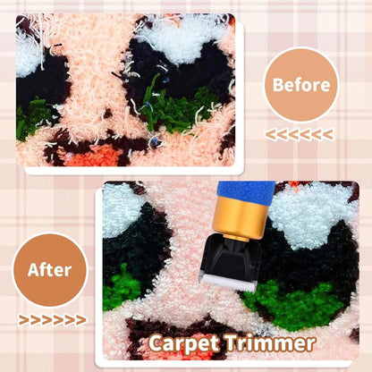 Rug Tufting Frame,100W Rug Tufting Guns with Carpet Trimmer Kit,Cut Loop Pile Carpet Guns& Carving Clippers, Rug Maker Machine Starters Kit& Trimmer& Cloth& Yarn(Olive Black)