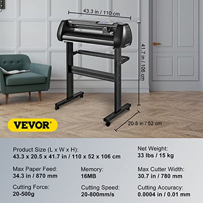 VEVOR Vinyl Cutter Machine, 28inch Vinyl Plotter, LCD Display Plotter Cutter, Adjustable Double-Spring Pinch Rollers Sign Cutting Plotter, Plotter with Signmaster Software for Design and Cut