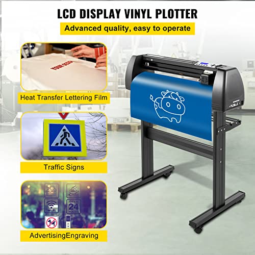 VEVOR Vinyl Cutter Machine, 28inch Vinyl Plotter, LCD Display Plotter Cutter, Adjustable Double-Spring Pinch Rollers Sign Cutting Plotter, Plotter with Signmaster Software for Design and Cut