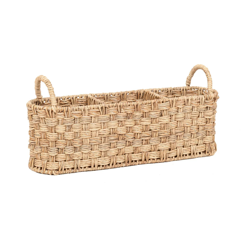 '- Beige Oval Rattan Caddy