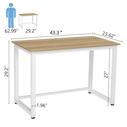 43 Inch Computer Desk Home Writing Desk Office Furniture Computer Table Study Writing Table Workstation Modern Simple PC Desk for Small Spaces Home Office, Walnut