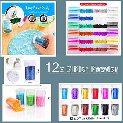 LFSUM Cup Turner for Crafts Tumbler,Tumbler Cup Spinner,Glitter Powder,Epoxy Resin kit for Tumblers for Beginners with Epoxy and Heat (4X-Cup-Blue)