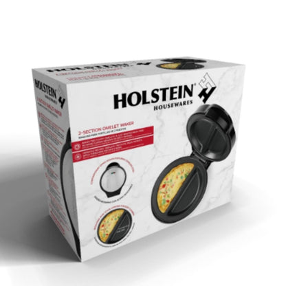 Holstein Housewares - Non-Stick Omelet & Frittata Maker, Stainless Steel - Makes 2 Individual Portions Quick & Easy (2 Section, Black)