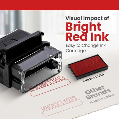 Promot Paid Stamp Self Inking Stamp - Paid Stamp for Office, Accounts Payable Stamp - Rubber Stamps for Retail Use, Red Ink Stamp, Self Inking Stamp for Business Supplies, Paid Stamper