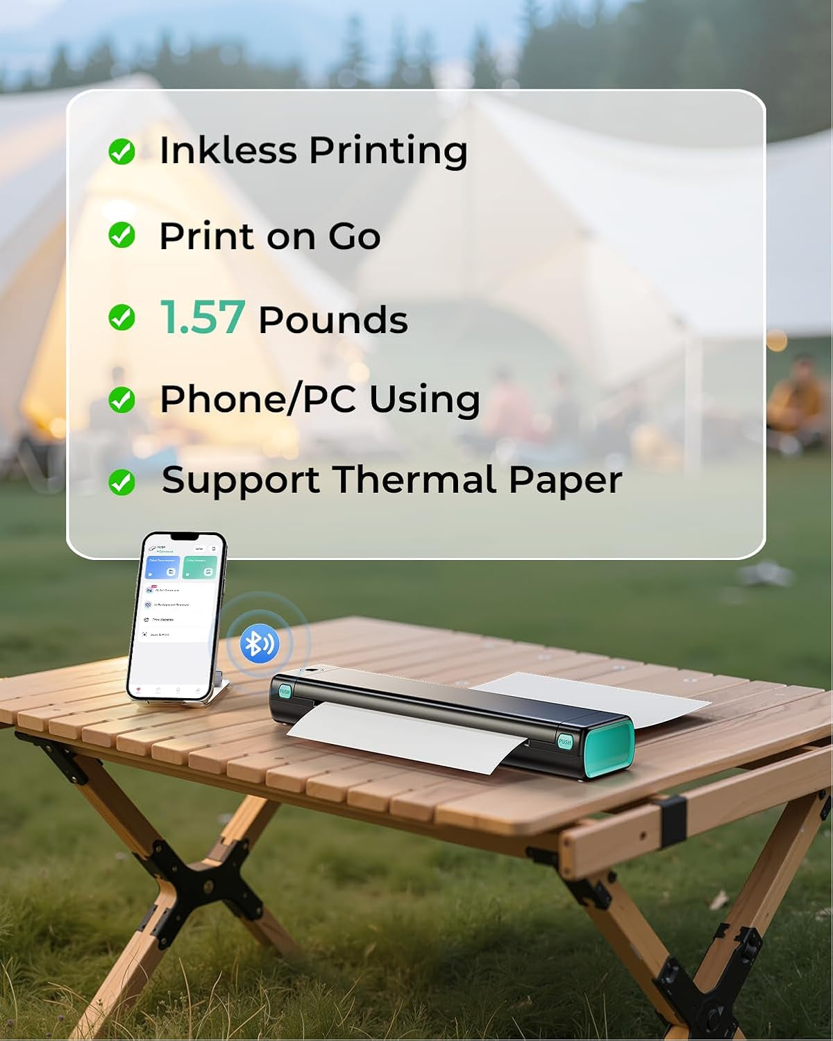 Phomemo Portable Printers Wireless for Travel - Bluetooth Thermal Printer Supports 8.5" X 11" Letter, Inkless Printer Compatible with Phone Laptop for Home Use Car School Office, Come with Carry Case