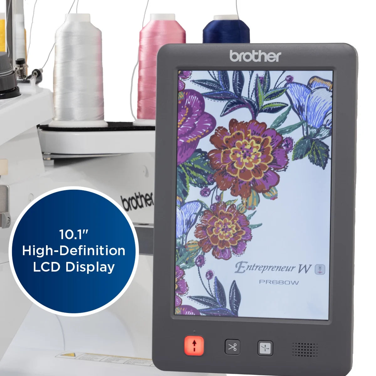 Entrepreneur W PR680WBNDL 6-Needle Embroidery Machine with Stand and Universal Cap Frame Set