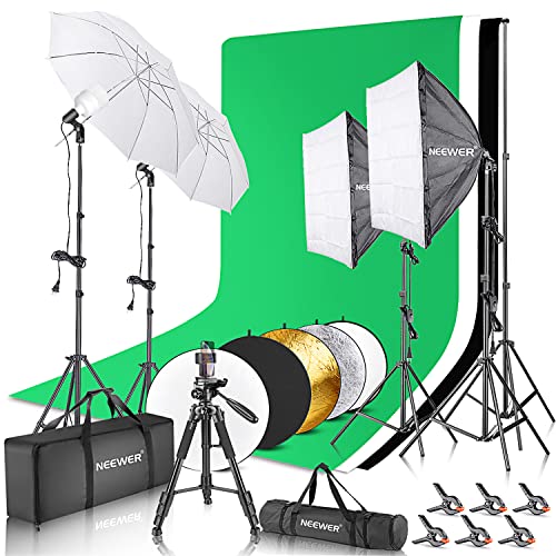 NEEWER Photography Lighting kit with Backdrops, 8.5x10ft Backdrop Stands, UL Certified 5700K 800W Equivalent 24W LED Umbrella Softbox Continuous Lighting, Photo Studio Equipment for Photo Video Shoot