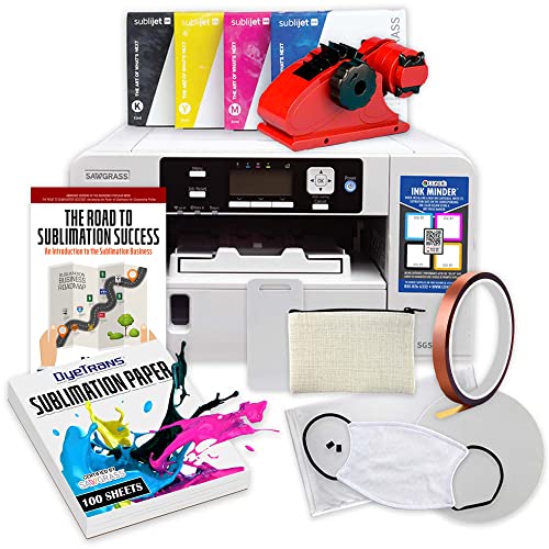 Sawgrass SG500 Sublimation Printer with SubliJet UHD Standard Kit Bundle for Sublimation Blank Printing. Includes Samples, Subli Ink, Heat Tape & Dispenser, Beginners Guide, & Paper.