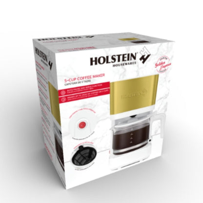 Holstein Housewares - 5 Cup Drip Coffee Maker - Convenient and User Friendly with Permanent Filter, Borosilicate Glass Carafe, Water Level Indicator, Auto Pause /Serve and Keep Warm Functions, Teal