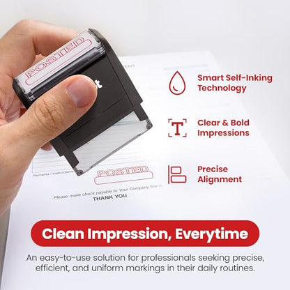 Promot Paid Stamp Self Inking Stamp - Paid Stamp for Office, Accounts Payable Stamp - Rubber Stamps for Retail Use, Red Ink Stamp, Self Inking Stamp for Business Supplies, Paid Stamper