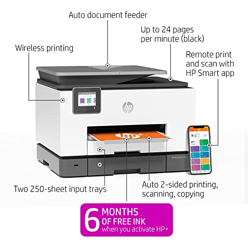 HP OfficeJet Pro 9135e Wireless All-in-One Color Inkjet Printer, Print, scan, Copy, fax, ADF, Duplex Printing Best for Office, 3 Months of Ink Included (404M0A)