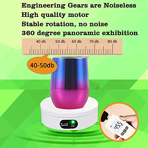 YVV Turner Cup Rotating Display Stand for Epoxy Glitter Tumbler, 360 Degree Automatic Mute Rotating Turntable for Photography Products Tumbler Making Supplies Spinner 4.72 * 1.77in Motorized Rotation