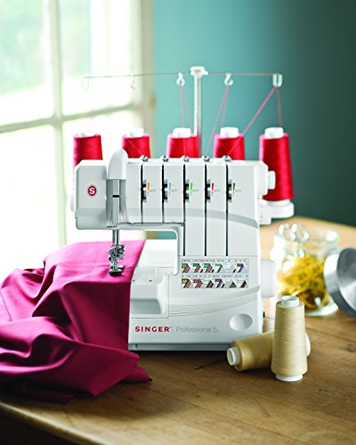 SINGER | Professional 14T968DC Serger Overlock with 2-3-4-5 Stitch Capability, 1300 Stitches per minute, & Self Adjusting - Sewing Made Easy,White