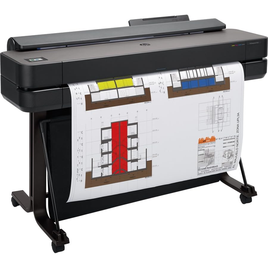 HP DesignJet T650,Color Large Format 24-inch Plotter Printer, Includes 2-Year Warranty Care Pack (5HB08H) ,Black