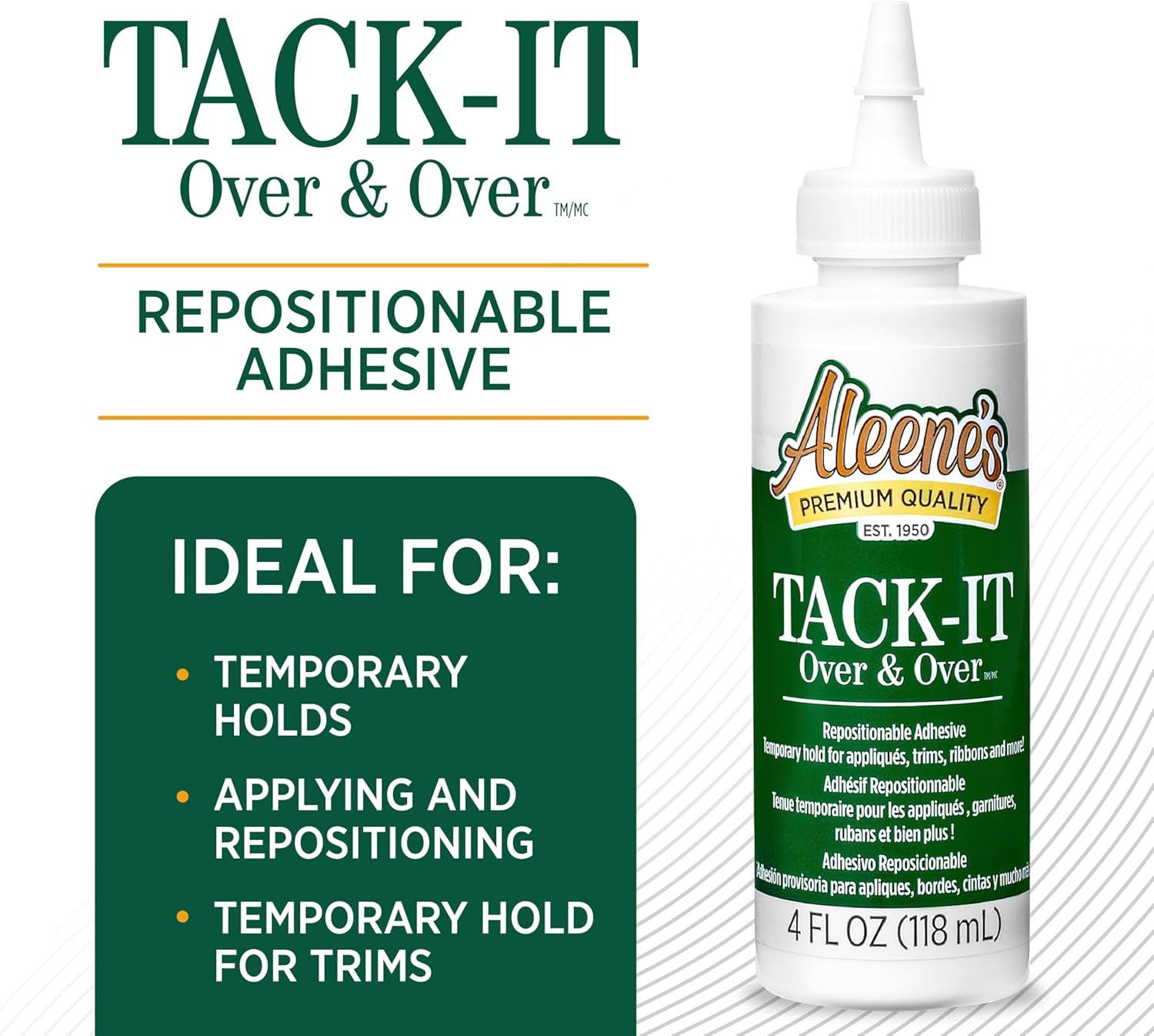 Aleene'S Tack-It over & over Liquid Glue 4 Fl Oz, Repositionable and Removable Adhesive, Clear