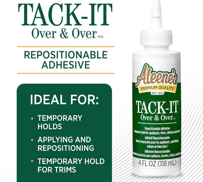 Aleene'S Tack-It over & over Liquid Glue 4 Fl Oz, Repositionable and Removable Adhesive, Clear