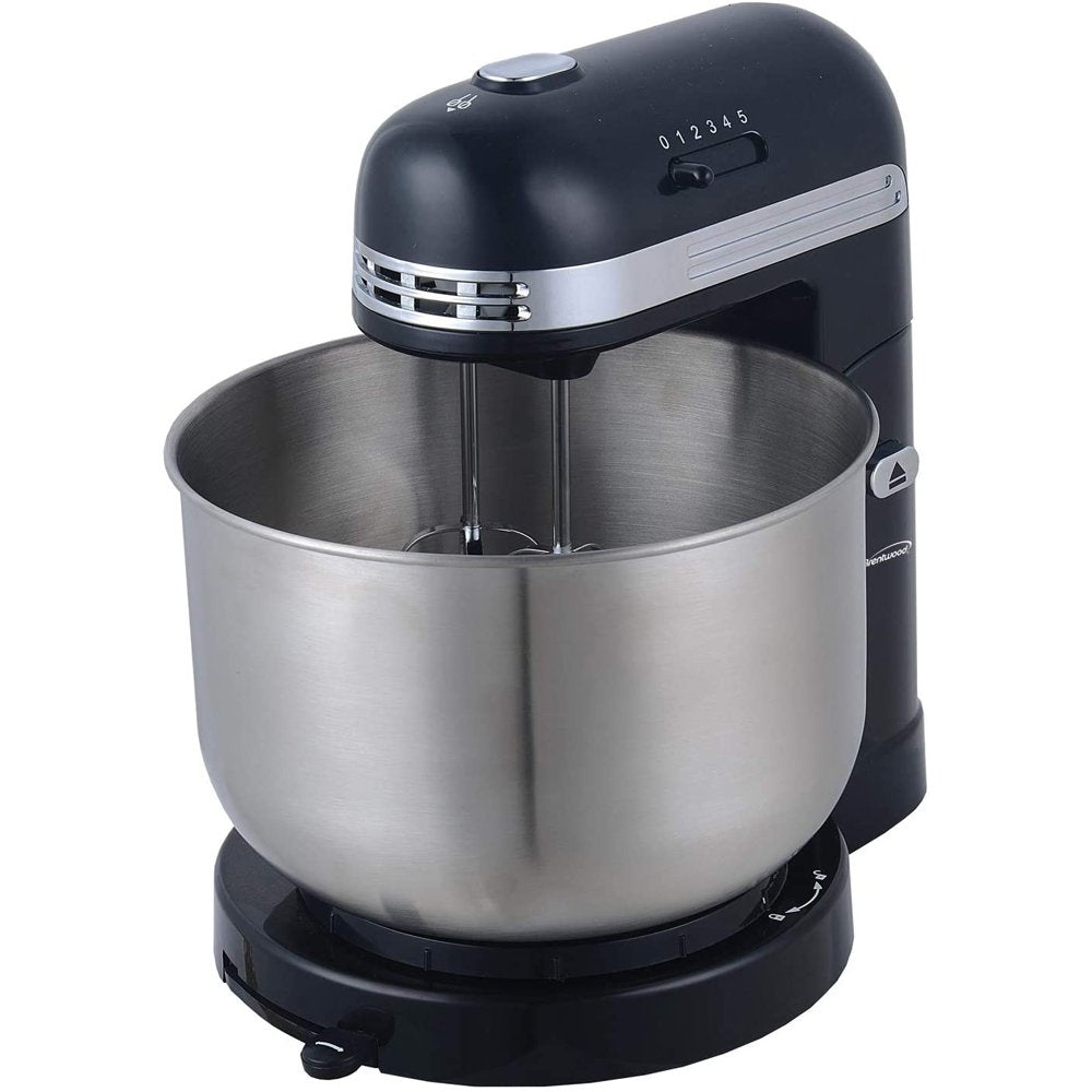 5-Speed Stand Mixer with 3.5 Qt Stainless Steel Mixing Bowl, Black