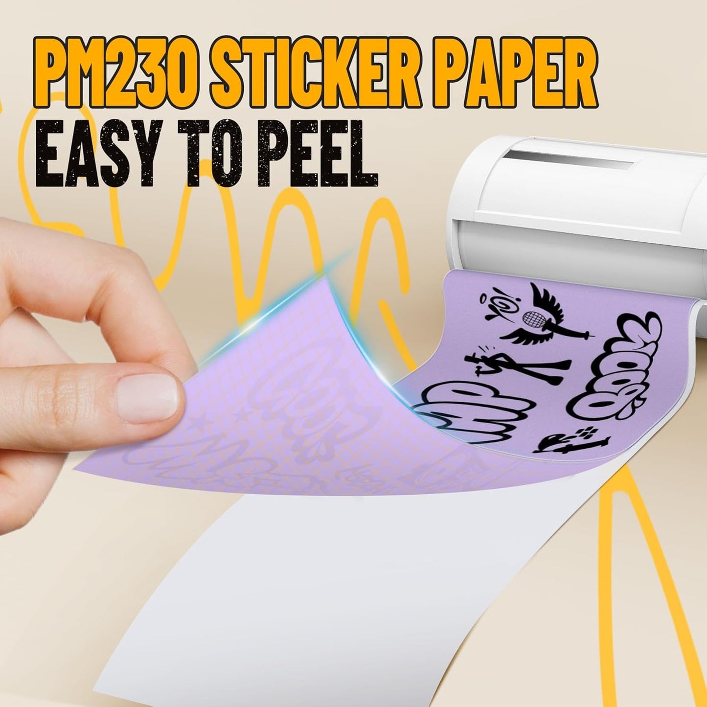 Nelko Genuine Self-Adhesive Thermal Printer Stickers, Compatible with PM230 Mini Sticker Printer, Black on White, 54Mmx3.5M Mini Sticker Printer Paper, 3 Rolls, Blue/Pink/Purple