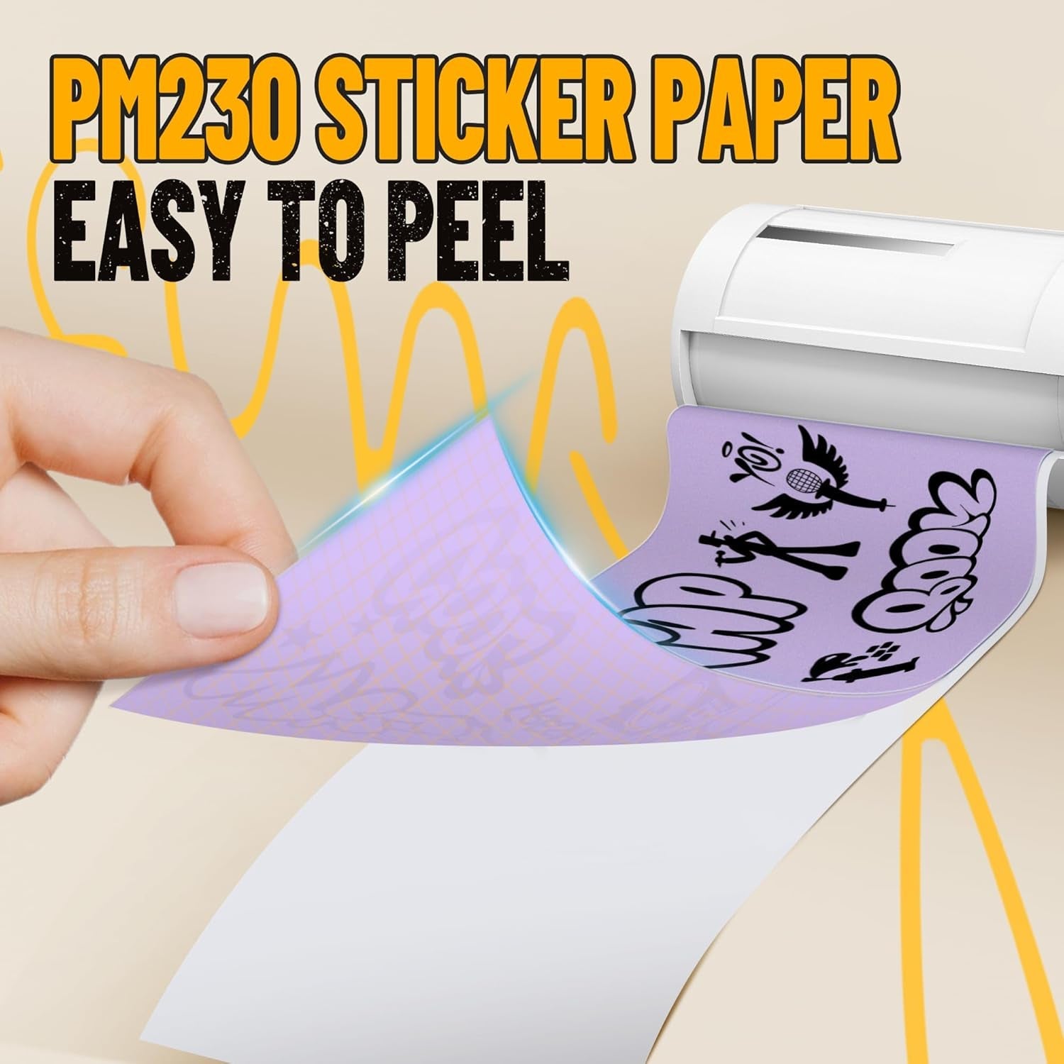 Nelko Genuine Self-Adhesive Thermal Printer Stickers, Compatible with PM230 Mini Sticker Printer, Black on White, 54Mmx3.5M Mini Sticker Printer Paper, 3 Rolls, Blue/Pink/Purple
