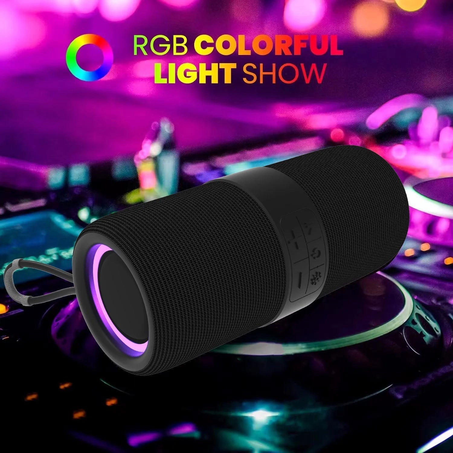 Portable Bluetooth Speaker with Deep Bass Basser, Wireless Stereo Sound Bluetooth Speaker with 5.3,IP67 Waterproof,Tws Pairing for Home Party Outdoor（Black）