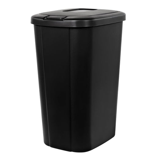 13.3 Gallon Trash Can, Plastic Touch Top Kitchen Trash Can, Black