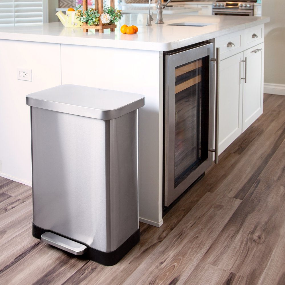 20 Gallon Trash Can, Stainless Steel Step on Kitchen Trash Can, Stainless Steel