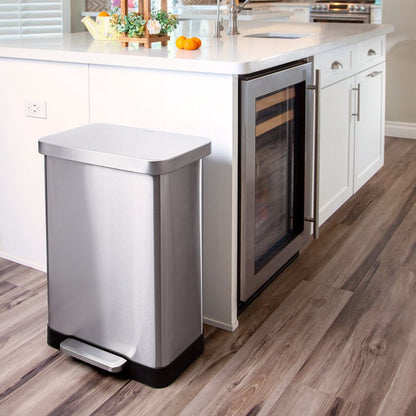 20 Gallon Trash Can, Stainless Steel Step on Kitchen Trash Can, Stainless Steel