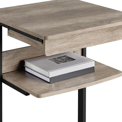 Rolling Computer Desk with Drawer & Keyboard Tray, Mobile Laptop Desk Cart Standing Computer Workstation for Home Office, Gray