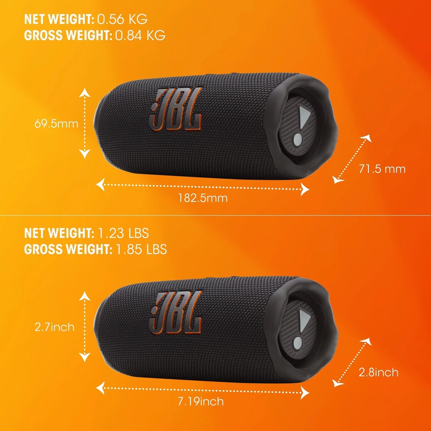 Flip 7 - Portable Waterproof and Drop-Proof Speaker, Bold  Pro Sound with AI Sound Boost, 16Hrs of Playtime, and Pushlock System with Interchangeable Accessories (Black)
