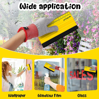 2 PCS Professional Plastic Felt Squeegee for Vinyl Decals, Inkjet Vinyl Sticker Paper, and Wallpaper - 6"X2.9"Decal Squeegee Tool, Scratch-Free Application (Yellow)