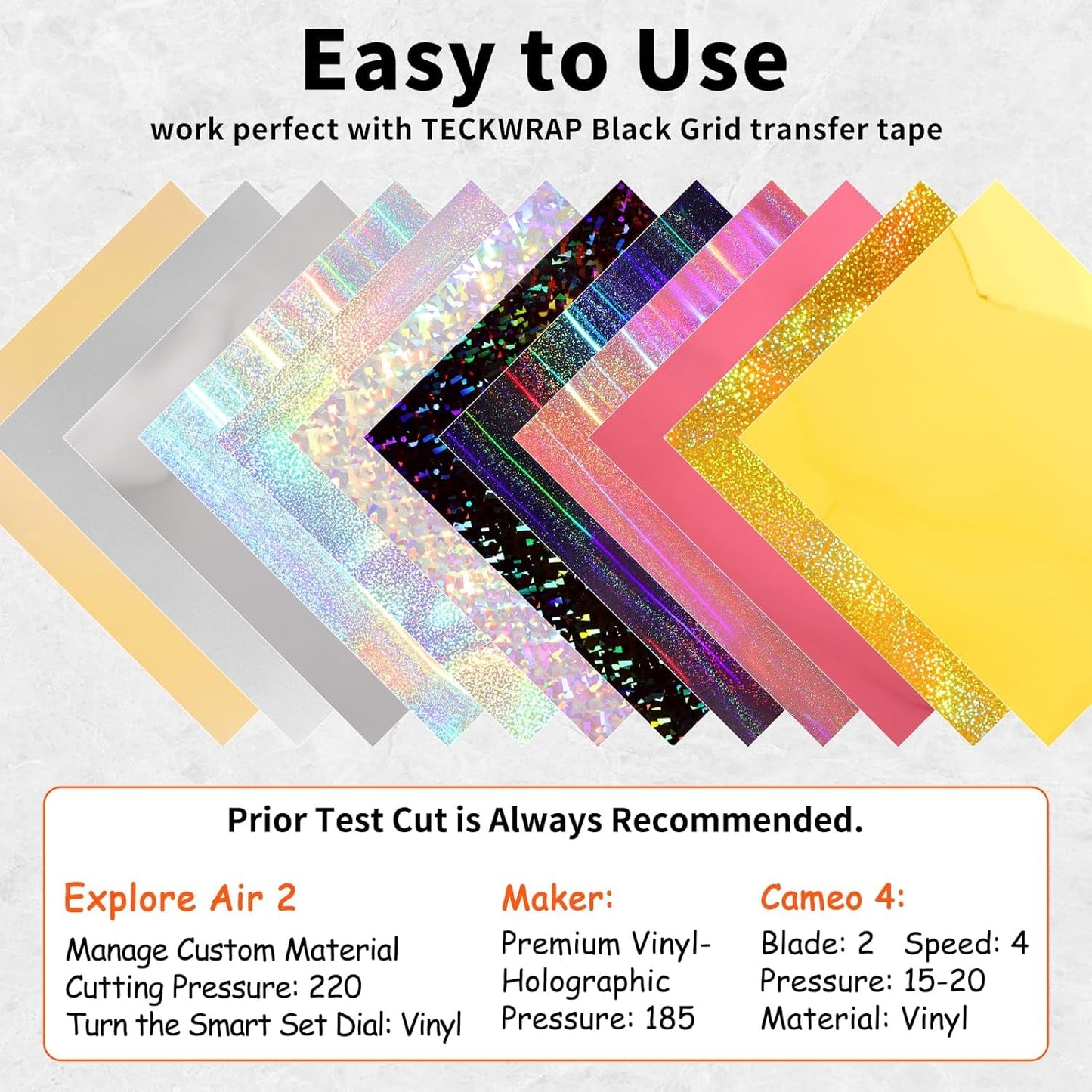 Holographic Permanent Vinyl Bundle, 12" X 10" 12 Sheets Rose Gold, Gold and Silver Permanent Adhesive Vinyl for DIY Sticker, Home and Car Decor,