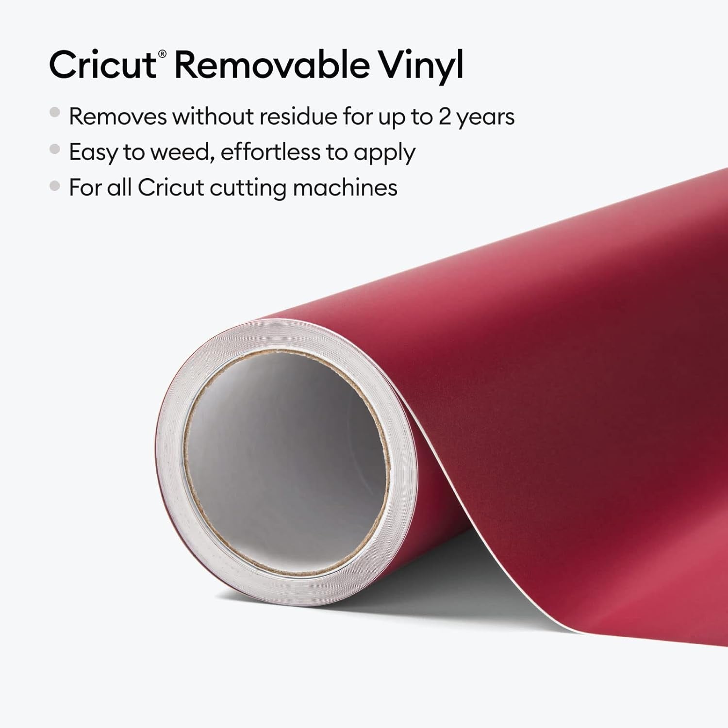 Cricut Premium Removable Vinyl, Wine (12In × 15Ft), No-Residue Easy Removal up to 2 Years, Perfect for Indoor-Outdoor DIY Projects & Removable Decals, Compatible with Cricut Machines