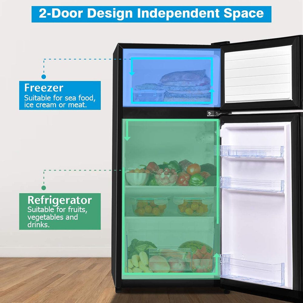 2 Doors 3.4 Cu Ft. Unit Compact Mini Refrigerator Freezer Cooler