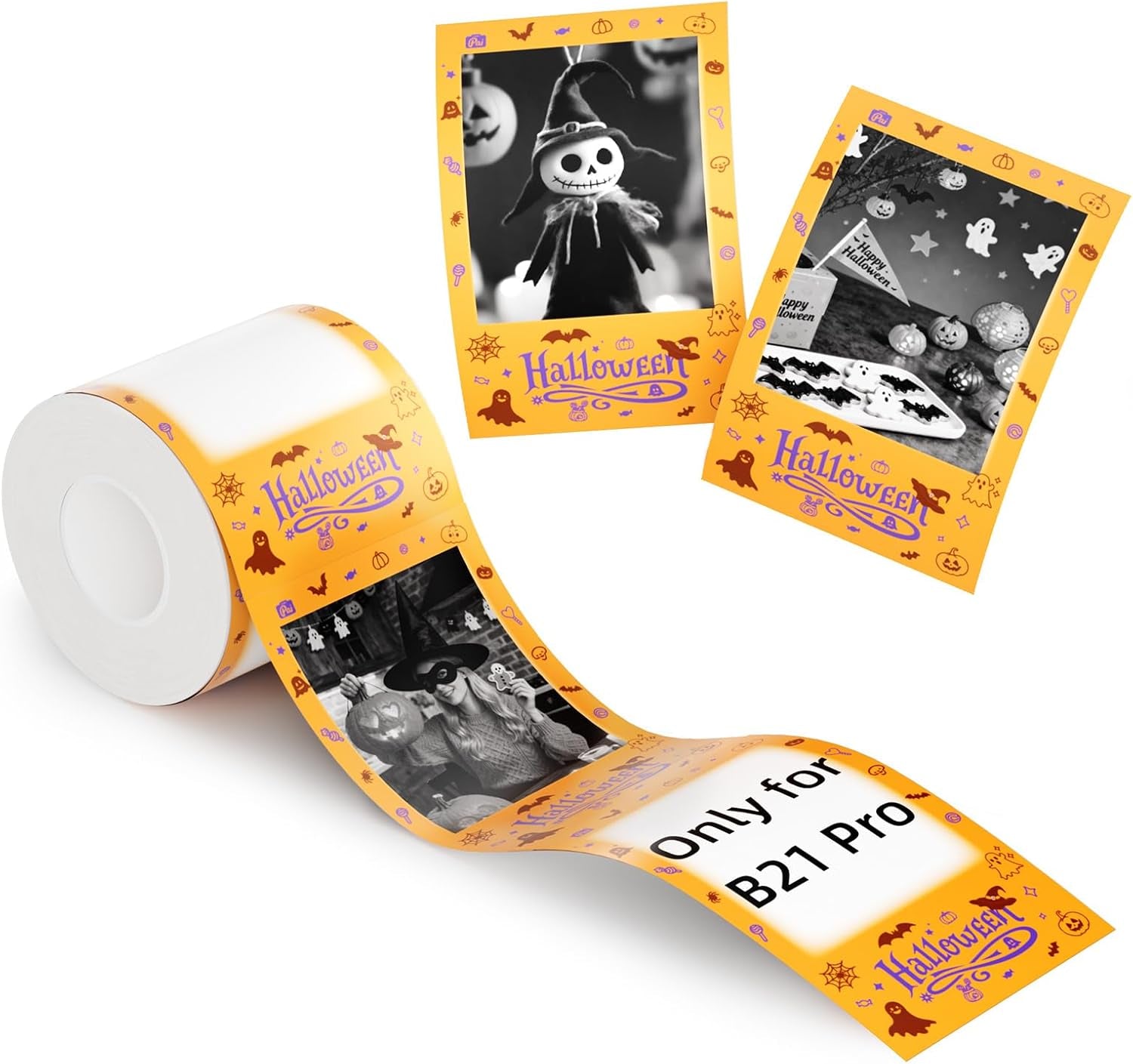 NIIMBOT Photo Papers Only Compatible with Pro Series Label Makers, 2''X3.2'' (50X80Mm) Hallowen Labels, Sticker Labels for Trick or Treat
