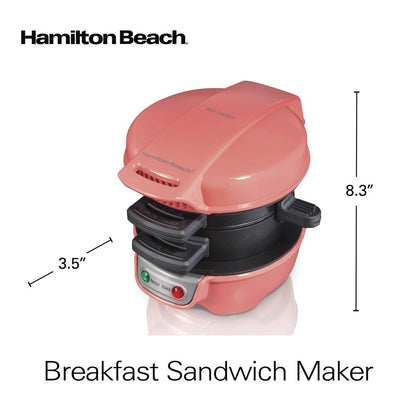 Breakfast Sandwich Maker with Egg Cooker Ring, Customize Ingredients, Coral, 25483