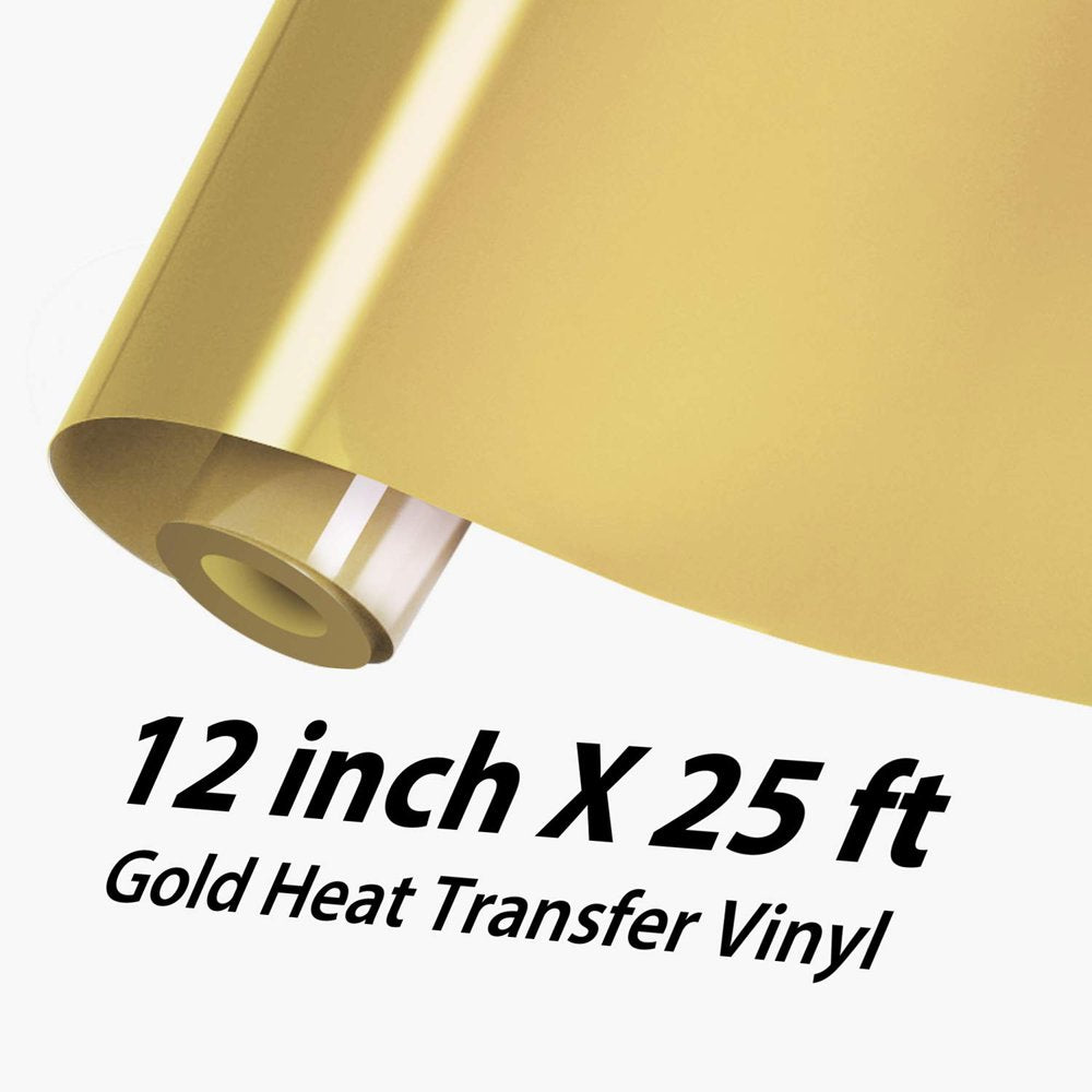 12" X 25FT Gold HTV Vinyl Iron on Heat Transfer Vinyl for Cricut & All Cutter Machine