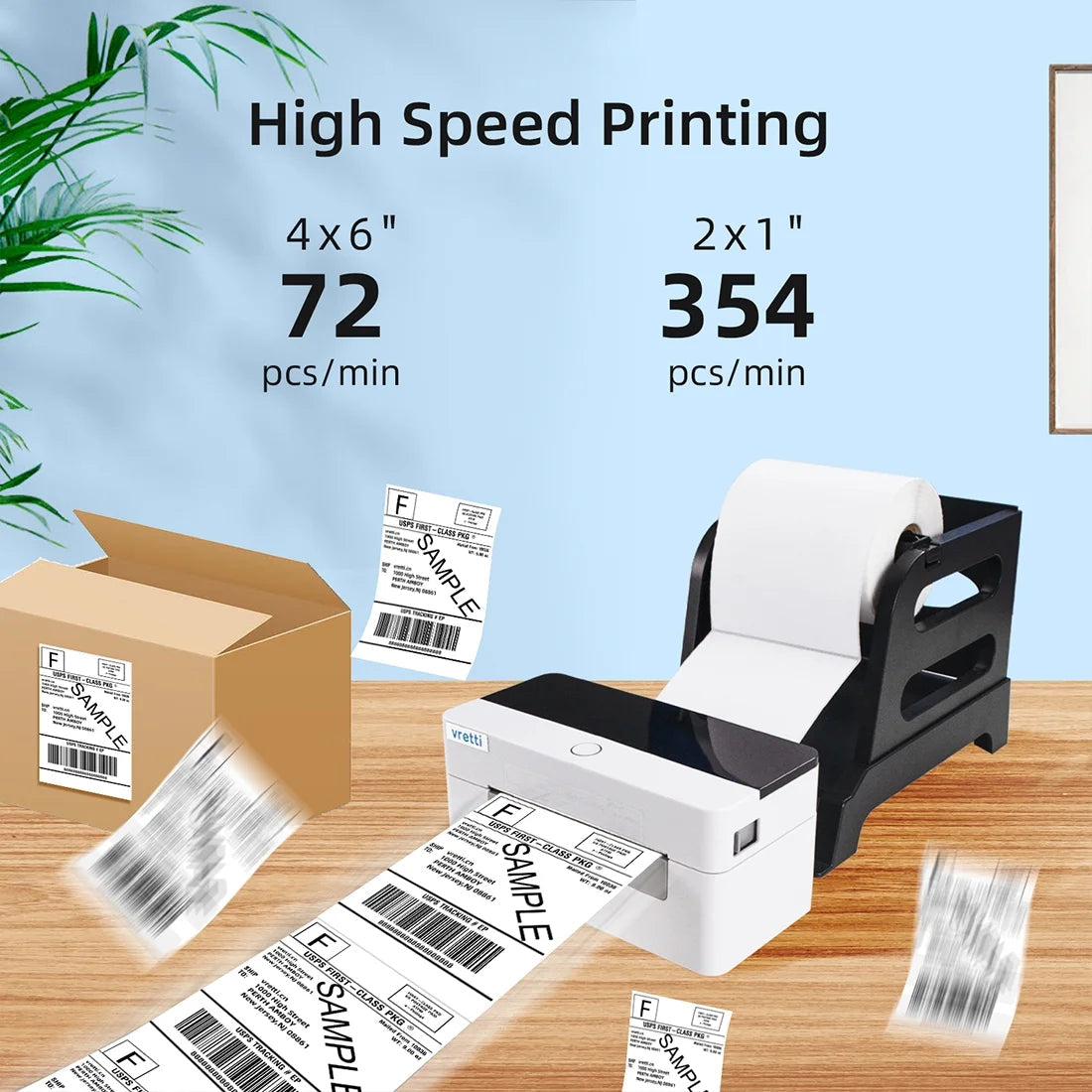Bluetooth Thermal Shipping Label Printer, Wireless 4X6 Shipping Label Printer for Shipping Packages, Support Android, Iphone and Windows,Compatible with Etsy, Shopify, USPS, Shipstation