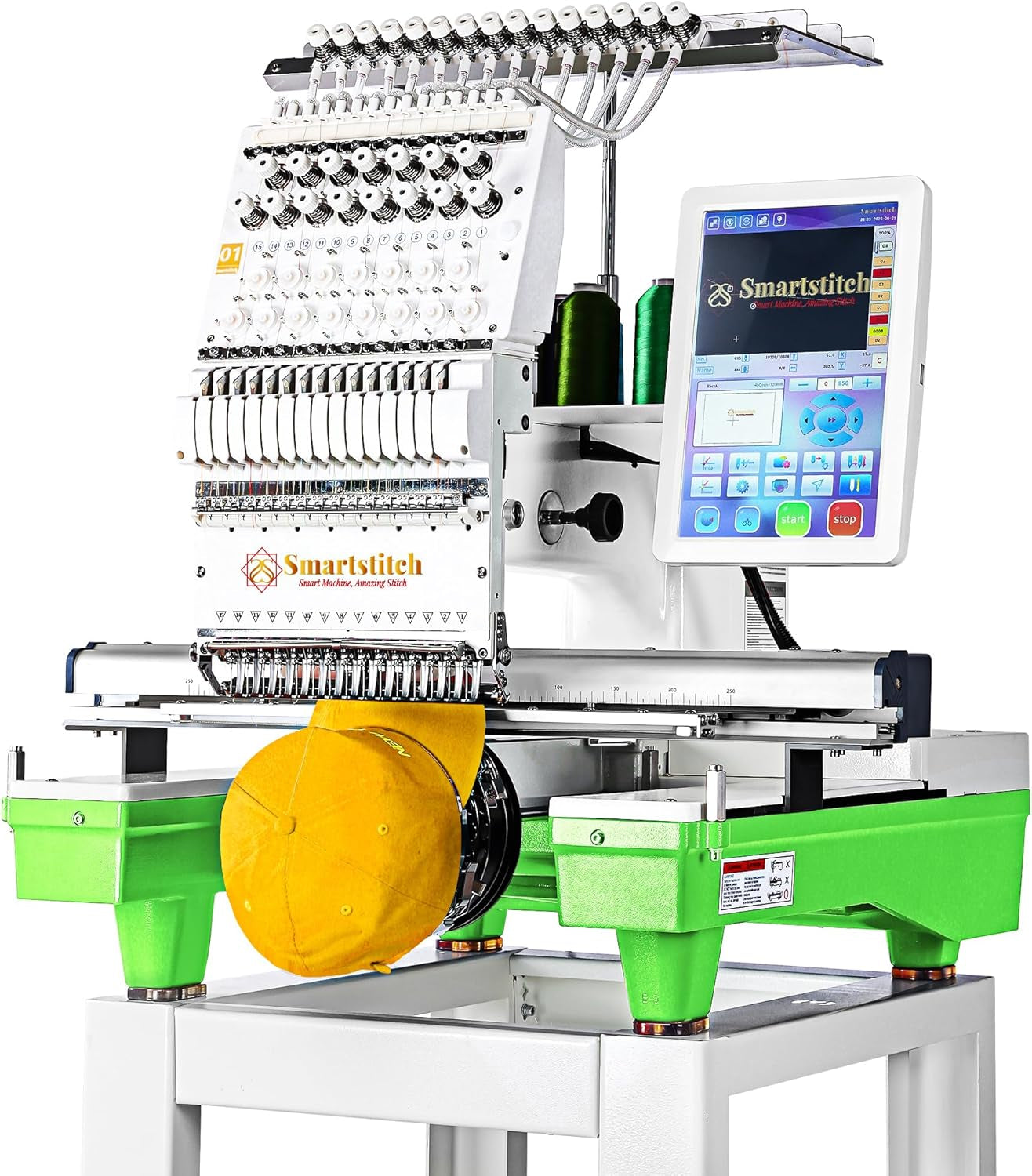 S-1501 Commercial Embroidery Machine with 15 Needles,14"X20" Embroidery Area,1200Spm Max Speed,12" Touch Screen, Wifi Available, Capable of Embroidering on 3D Caps, Flat, T-Shirt and More