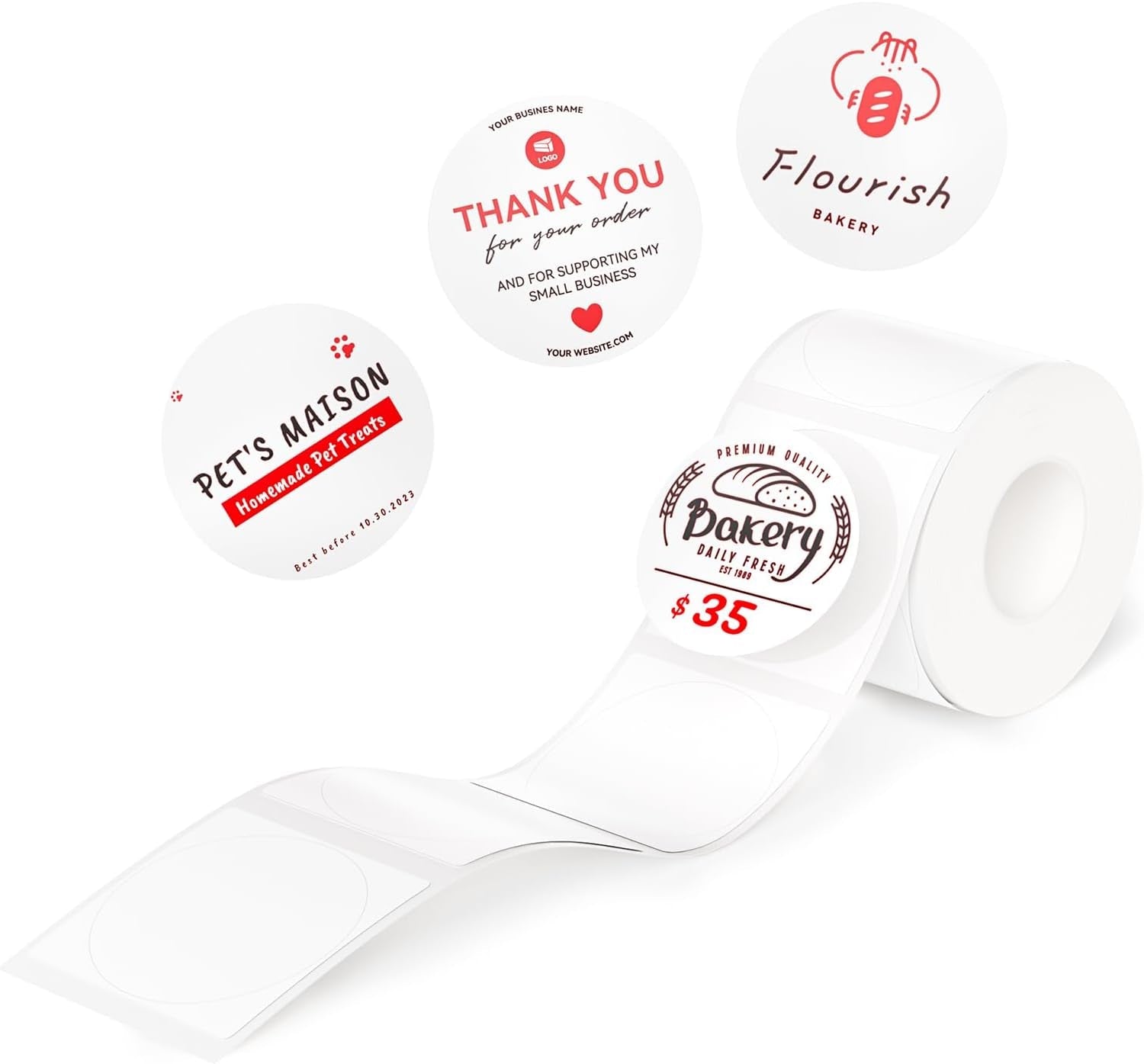 NIIMBOT Refill Label- 300DPI Red & Black Dual Color Sticker Paper round (1.18"X1.18"/30X30Mm) for School, Office, Retail, Baking & Safety Labels - Compatible with Pro Series Label Makers