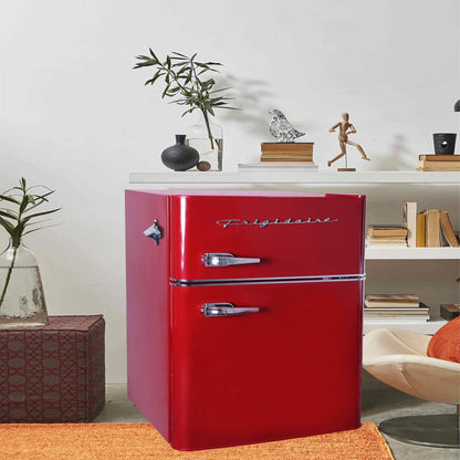 Retro 3.1 Cu Ft Two Door Compact Refrigerator with Freezer, Red